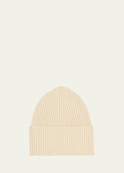Another Tomorrow Ribbed Cashmere Beanie Hat In Ivory