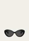 Khaite Bold Acetate Oval Sunglasses In Black
