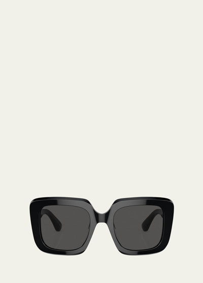 Oliver Peoples Franca Beveled Acetate Square Sunglasses In Black
