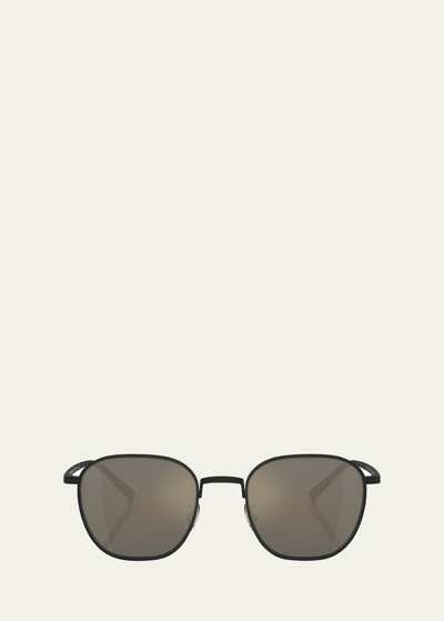 Oliver Peoples Filigree Titanium Square Sunglasses In Matte Black