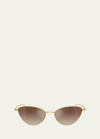 Khaite Sleek Steel Butterfly Sunglasses In Gold