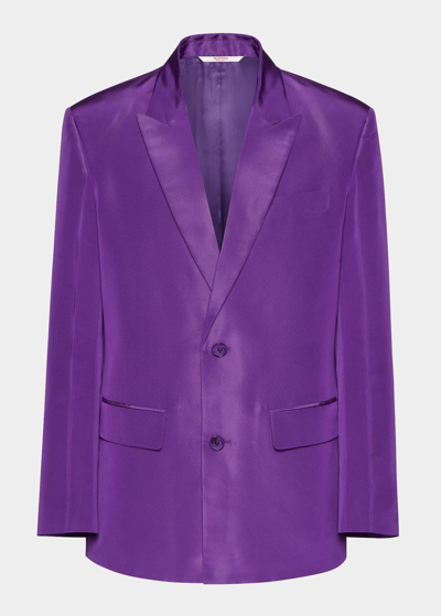 Valentino Men's Faille Loose-fit Sport Jacket In Purple