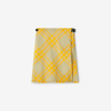 Burberry Fringed Pleated Checked Woven Mini Wrap Skirt In Hunter
