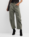 Nili Lotan Shon Crop Stretch Cotton Balloon Pants In Admiral Green