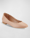 Chloé Lauren Scalloped Leather Ballet Flats In Light Pink