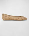 Veronica Beard Beatrix Leather Bow Ballerina Flats In Natural