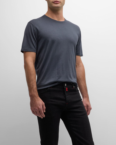 Kiton Men's Cotton-cashmere Crewneck T-shirt In Dark Gray