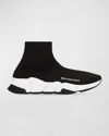 Balenciaga Speed Lt Logo-print Stretch-knit High-top Sneakers In 1000 Black