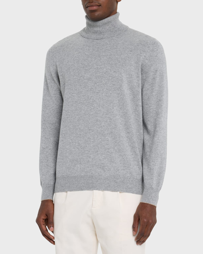 Brunello Cucinelli Men's Cashmere Turtleneck Sweater In Grey