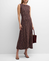 Misook Sleeveless Tweed Knit A-line Midi Dress In Ultraviolet/multi