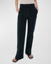 Another Tomorrow Wide Leg Suit Pant In Overdye Black