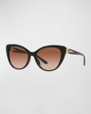 LAUREN RALPH LAUREN CRYSTAL-EMBELLISHED GOLDEN ACETATE CAT-EYE SUNGLASSES