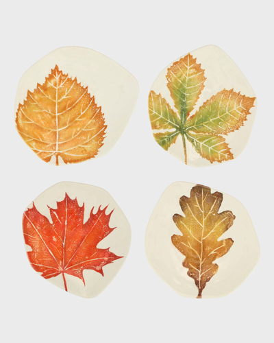 Vietri Set Of 4 Autunno Assorted Salad Plates In Brown
