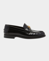 VERSACE MEDUSA CHAIN LEATHER LOAFERS