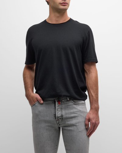 Kiton Men's Cotton-cashmere Crewneck T-shirt In Black