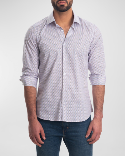 Jared Lang Trim Fit Cotton Button-up Shirt In Purple