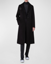 Akris Leather Collar Cashmere Coat In Black