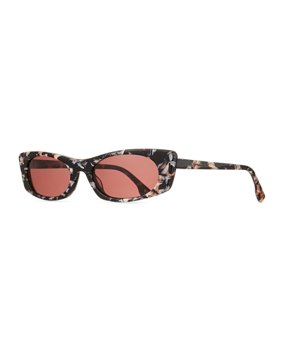 Le Specs Deep Shade Marbleized Acetate Cat-eye Sunglasses In Tortoise Brown