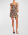 Staud Le Sable Beaded Palm Mini Dress In Dance Floor