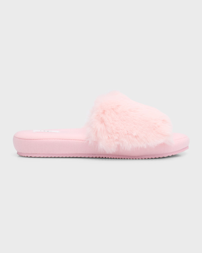 Skin Whitely Plush Open-toe Faux Fur Slide In Pearl Pink