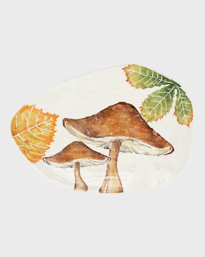 Vietri Autunno Mushrooms Oblong Oval Platter In Brown