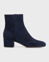 Gianvito Rossi Suede Zip Ankle Booties In Blue