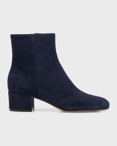 Gianvito Rossi Suede Zip Ankle Booties In Denim