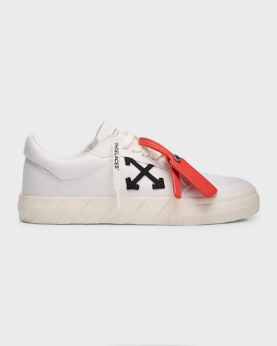 Off-white Men's Vulcanized Canvas Low-top Sneakers In White Black