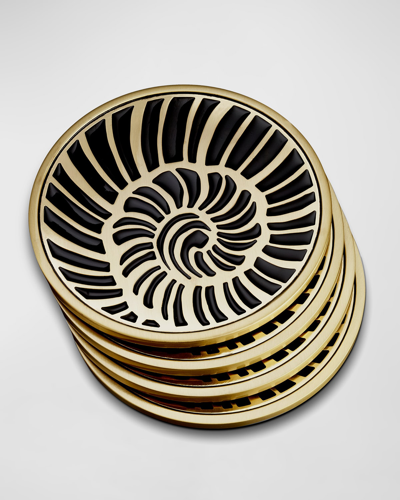 L'OBJET SEASHELL 24K GOLD-PLATED COASTERS, SET OF 4