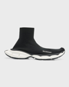 Balenciaga 3xl Sock Logo-print Stretch-knit Slip-on Sneakers In 1090 Black/white