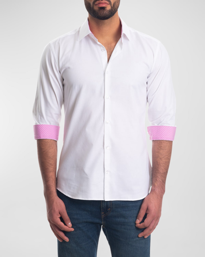 Jared Lang Trim Fit Cotton Button-up Shirt In White