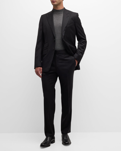 Tom Ford Silk-trim Double-breasted Suit In Schwarz