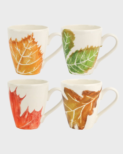 Vietri Autunno 4-piece Assorted Mug Set In Brown