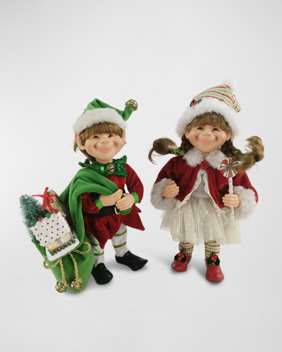 Karen Didion Originals Special Delivery Elf, Set Of 2 In Multi