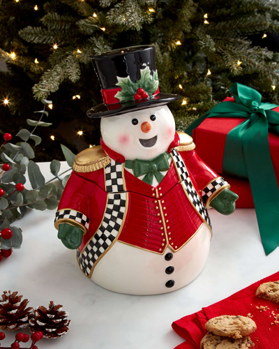 Spode Christmas Snowman Cookie Jar In Green