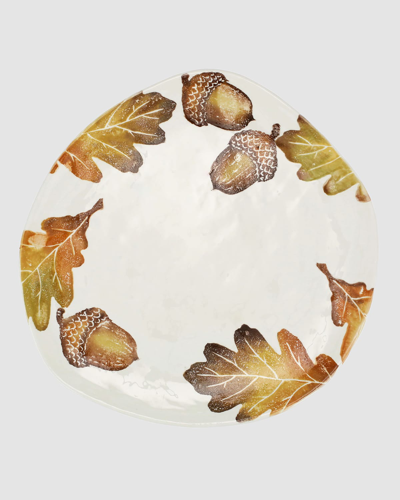 Vietri Autunno Acorns & White Oak Leaves Oblong Platter In Brown