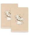 LINUM HOME TEXTILES LINUM HOME TEXTILES SET OF 2 CHRISTMAS ANGEL EMBROIDERED LUXURY TURKISH COTTON HAND TOWELS