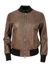 BARBA NAPOLI BOMBER JACKET IN SOFT AND FINE HAND-BUFFERED LEATHER WITH COLLEGE COLLAR AND ZIP CLOSURE