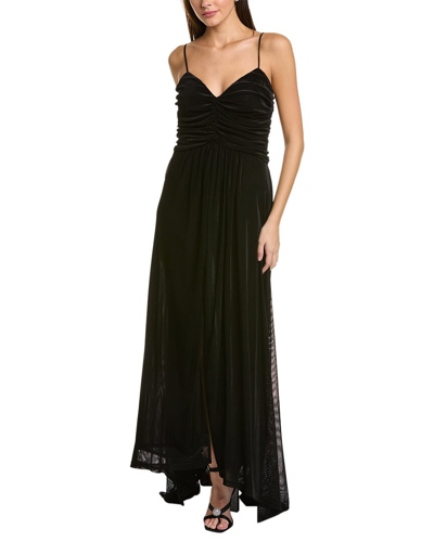 Donna Karan Velvet Mesh Gown In Black