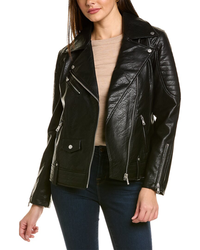 Avec Les Filles Boyfriend Biker Jacket In Black