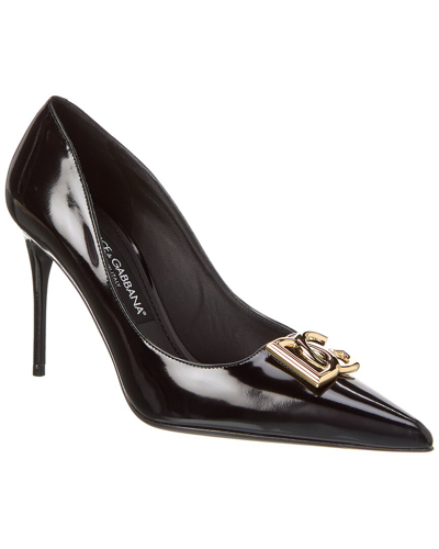 Dolce & Gabbana Dg Logo Leather Pump In Black