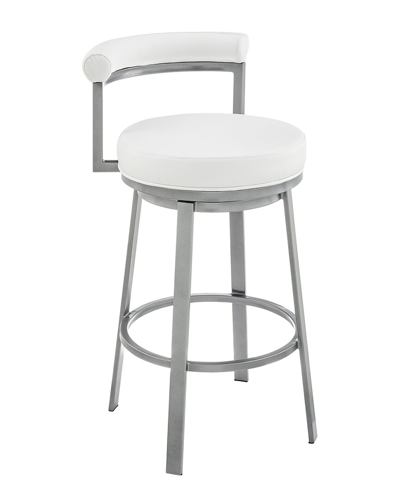 Armen Living Neura Swivel Bar Stool In White