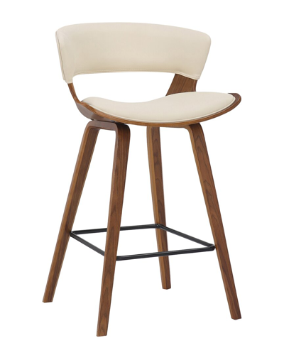 Armen Living Jagger Modern 26 Wood And Faux Leather Counter Height Barstool In White