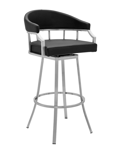 Armen Living Valerie 26 Counter Height Swivel Modern Black Faux Leather Bar & Counter Stool