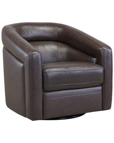 Armen Living Desi Contemporary Swivel Accent Chair In Brown