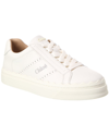 Chloé Lauren Leather Sneakers In White