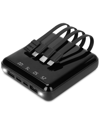 Fresh Fab Finds 10k Power Bank With 4 Cables/led Flashlight In Black