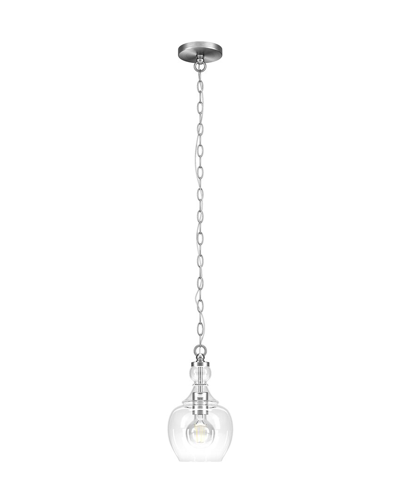 Abraham + Ivy Verona 7inch Brushed Nickel Pendant With Clear Glass Shade In Silver