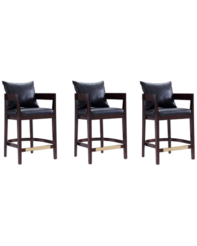 Manhattan Comfort Set Of 3 Ritz Counter Stools In Black