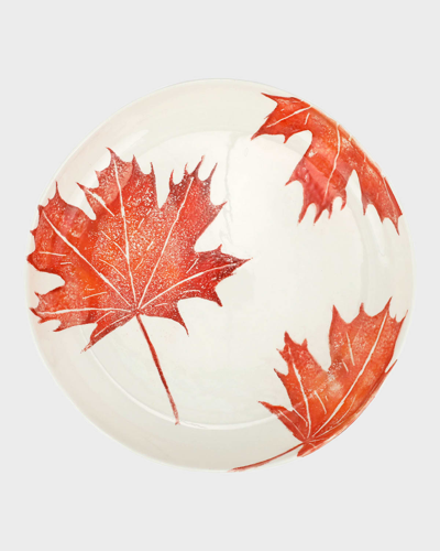 Vietri Autunno Maple Leaves Round Shallow Bowl In Red